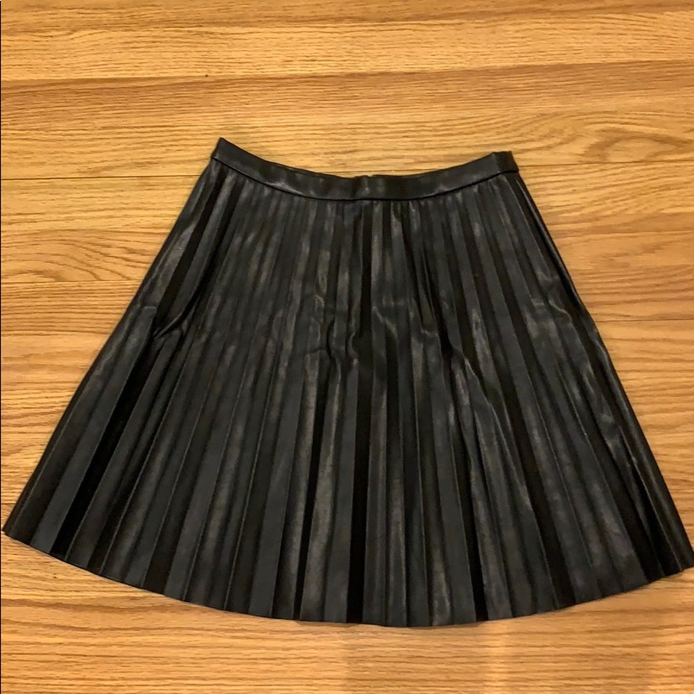 J Crew Faux Leather Pleated Mini Skirt